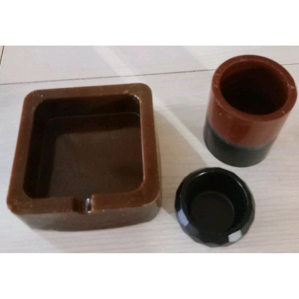 Set Of Three Desk Accessories Ashtray Pen & Paperclip Holder Office Homemade New